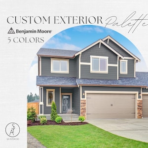 5-Color Custom Exterior Paint Palette | Exterior Rendering | Benjamin Moore | Interior Design | e-design