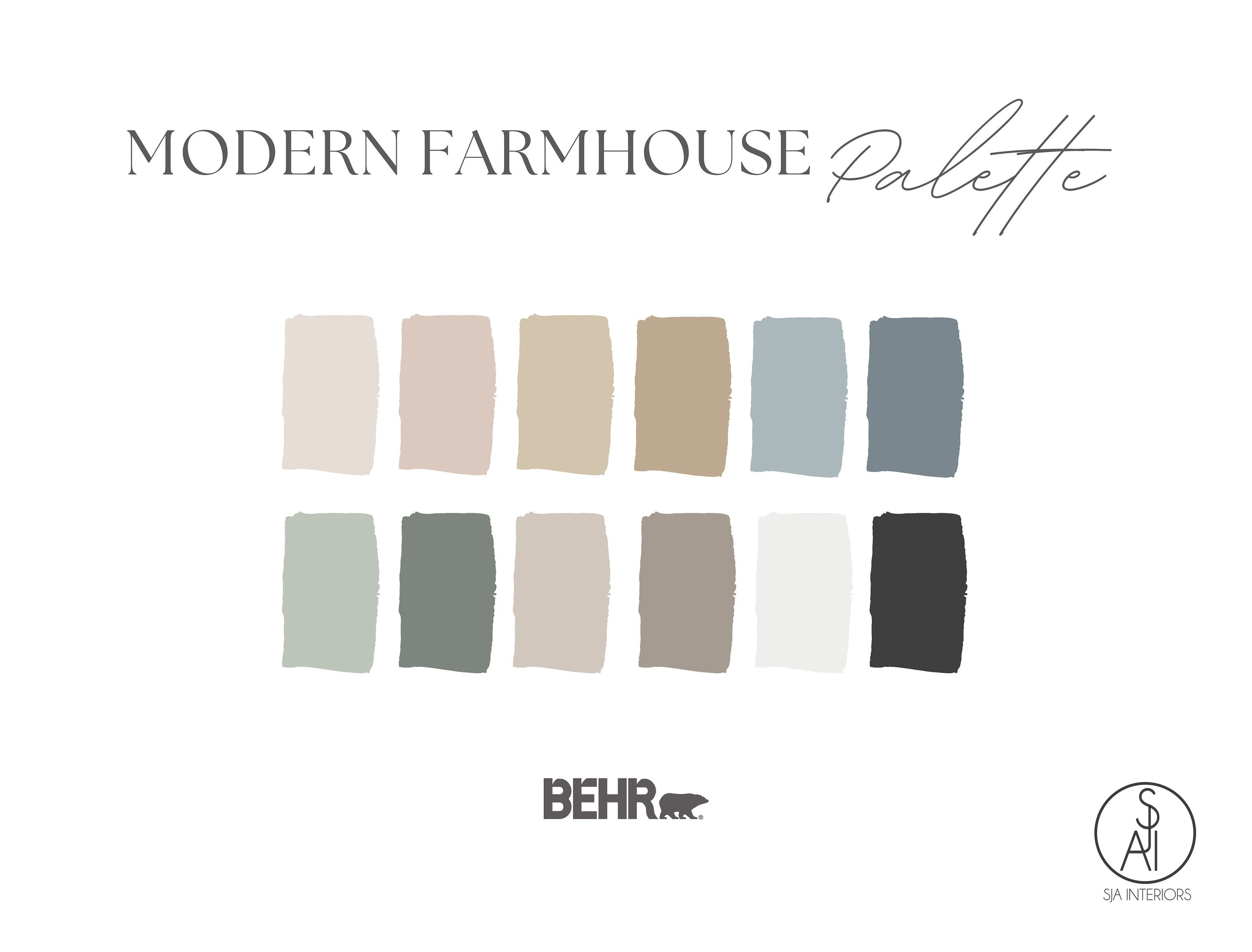 Modern Farmhouse Color Palette | Behr | Interior Paint Palette | E ...