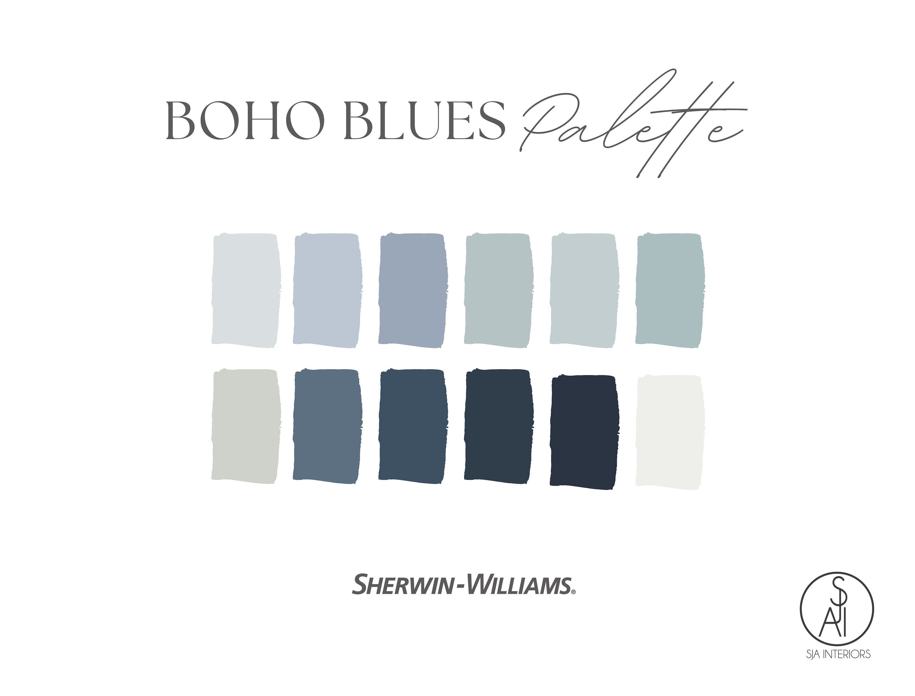 Boho Blues Color Palette Sherwin Williams Designer Color Selection E-design  Interior Design -  Canada