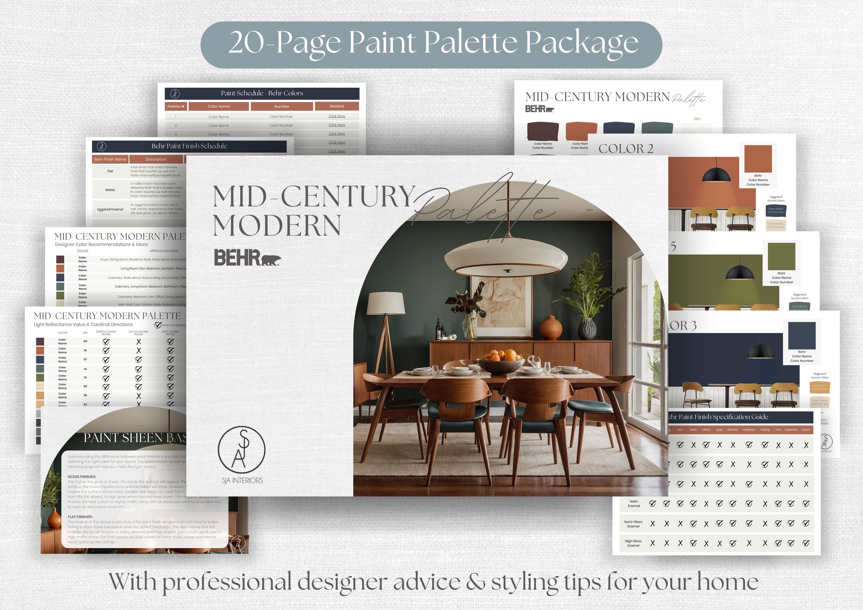 Behr Mid-century Modern Paint Palette | Coordinating Color Scheme ...