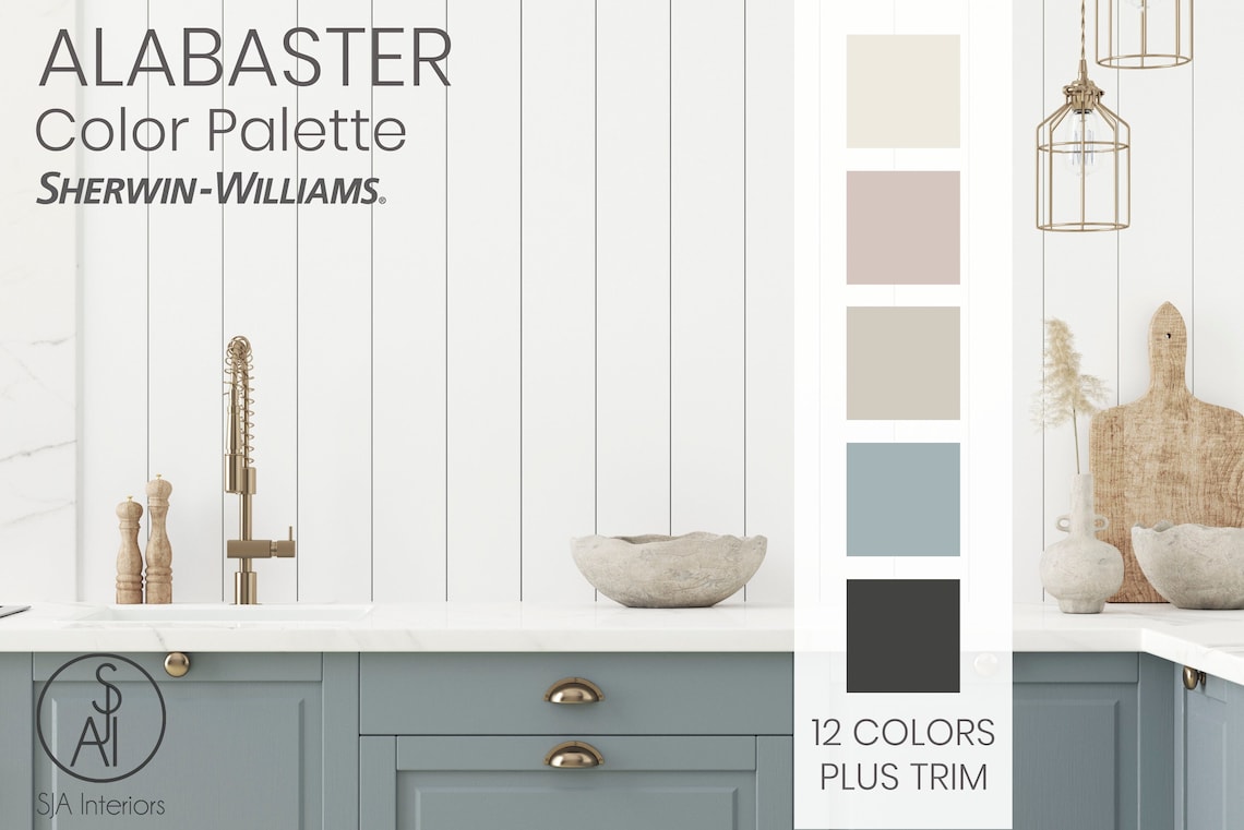 Alabaster Color Palette Sherwin Williams Interior Paint Etsy Finland