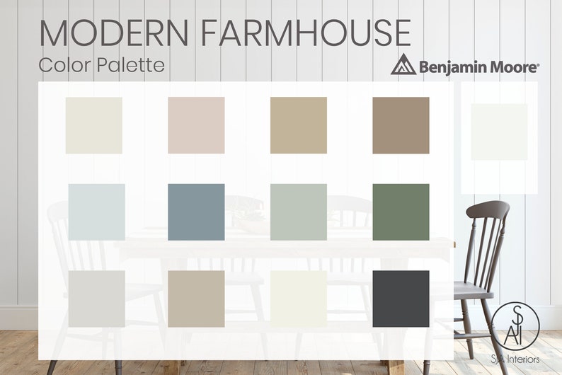 Modern Farmhouse Paint Color Palette Benjamin Moore Etsy