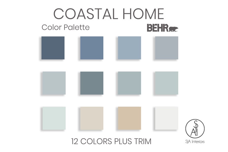 Coastal Home Color Palette Behr Interior Paint Palette - Etsy