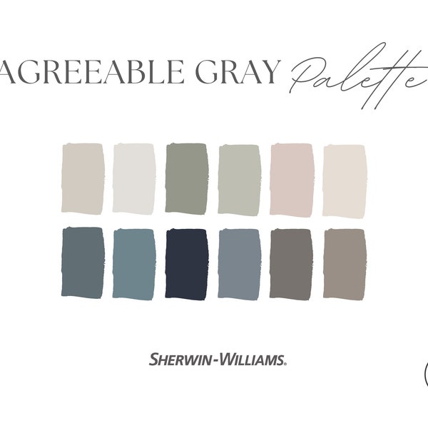 Palette de peinture grise agréable | Sherwin Williams | Schéma de couleurs de peinture intérieure | e-conception | Design d'intérieur