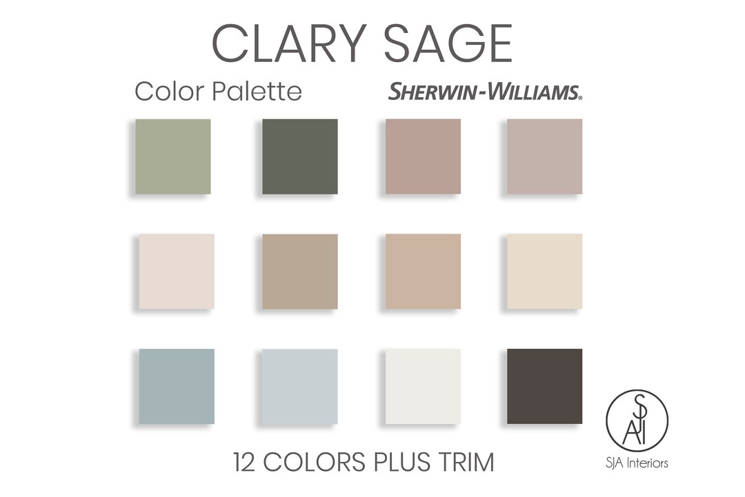 Clary Sage Paint Palette Sherwin Williams Color Palette Etsy