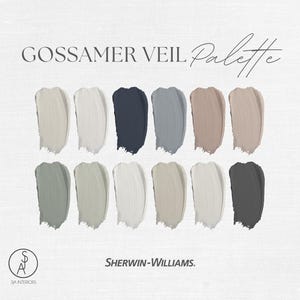 Gossamer Veil Paint Palette | Sherwin Williams Color Palette | Professional Paint Scheme | e-design | Interior Design