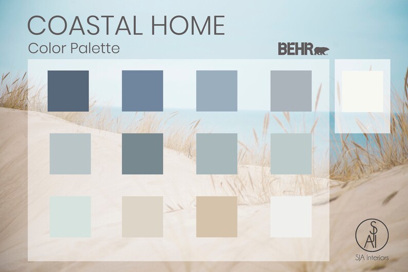 Coastal Home Color Palette Behr Interior Paint Palette Etsy