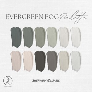 Palette de peinture antibrouillard Evergreen : palette de couleurs Sherwin Williams (téléchargement numérique, guide PDF)