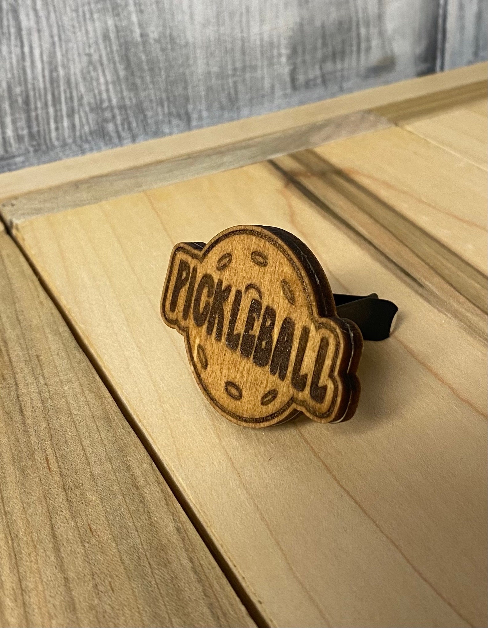 Pickleball Vent Clip - Retro Lettering- Laser Cut & Engraved Wood ...