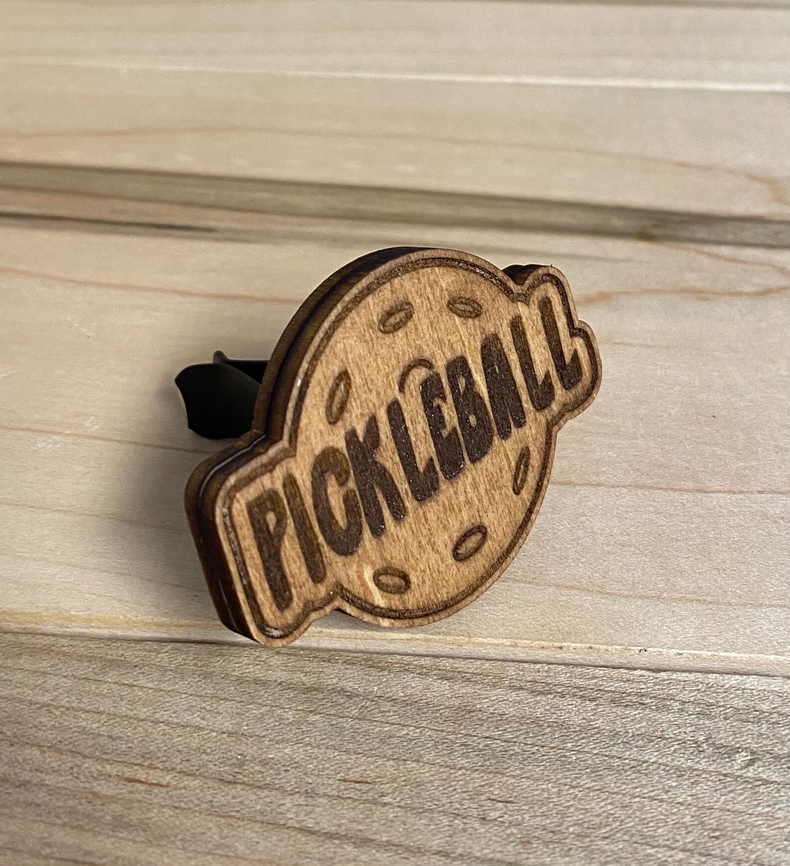 Pickleball Vent Clip - Retro Lettering- Laser Cut & Engraved Wood ...