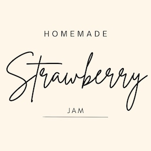 Op de afbeelding: Etiket voor zelfgemaakte aardbeienjam met een handschrift.