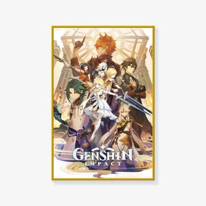 Póster de Genshin Impact, póster de anime japonés, impresión de póster, póster de arte en lienzo, impresión de imagen artística para pared, pósteres de decoración moderna para dormitorio familiar