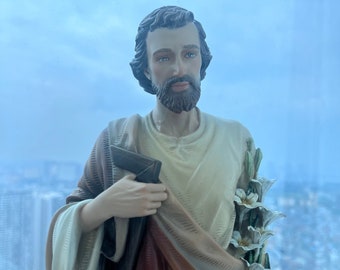 Hand-Painted Statue of Saint Joseph: Catholic Home Decor (16.93&quot;)