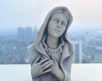 Estatua de la Virgen María en oración: Escultura de rosario (4,72 pulgadas)