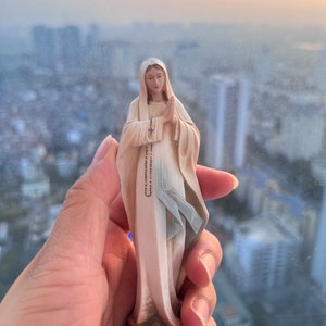 Hand-Painted Mini Virgin Mary Statue: Catholic Gift