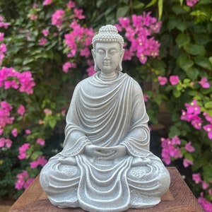 Gray Gautama Buddha in Dhyana Mudra, Shakyamuni Buddha Statue, Home Decor, H 6.1&quot;