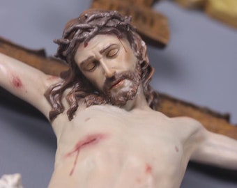 Hand-Painted Crucifixion of Jesus Wall Statue