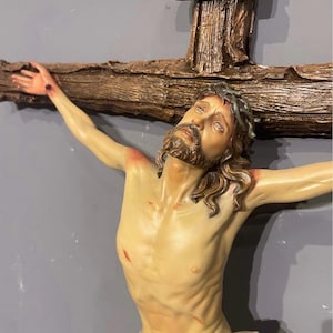 Hand-Painted Crucifix Statue of Jesus | Handcrafted Wall Art | Worship Statue