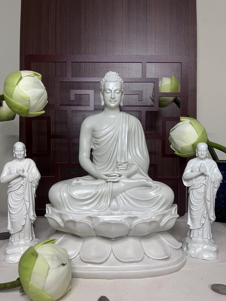 Ananda and Mahakasyapa Statue Set: Gautama Buddha Disciples, Buddhist ...
