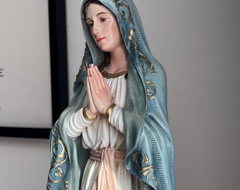 Hand-Painted Mother Mary Statue: Religious Home Decor (16.93"-20.87")