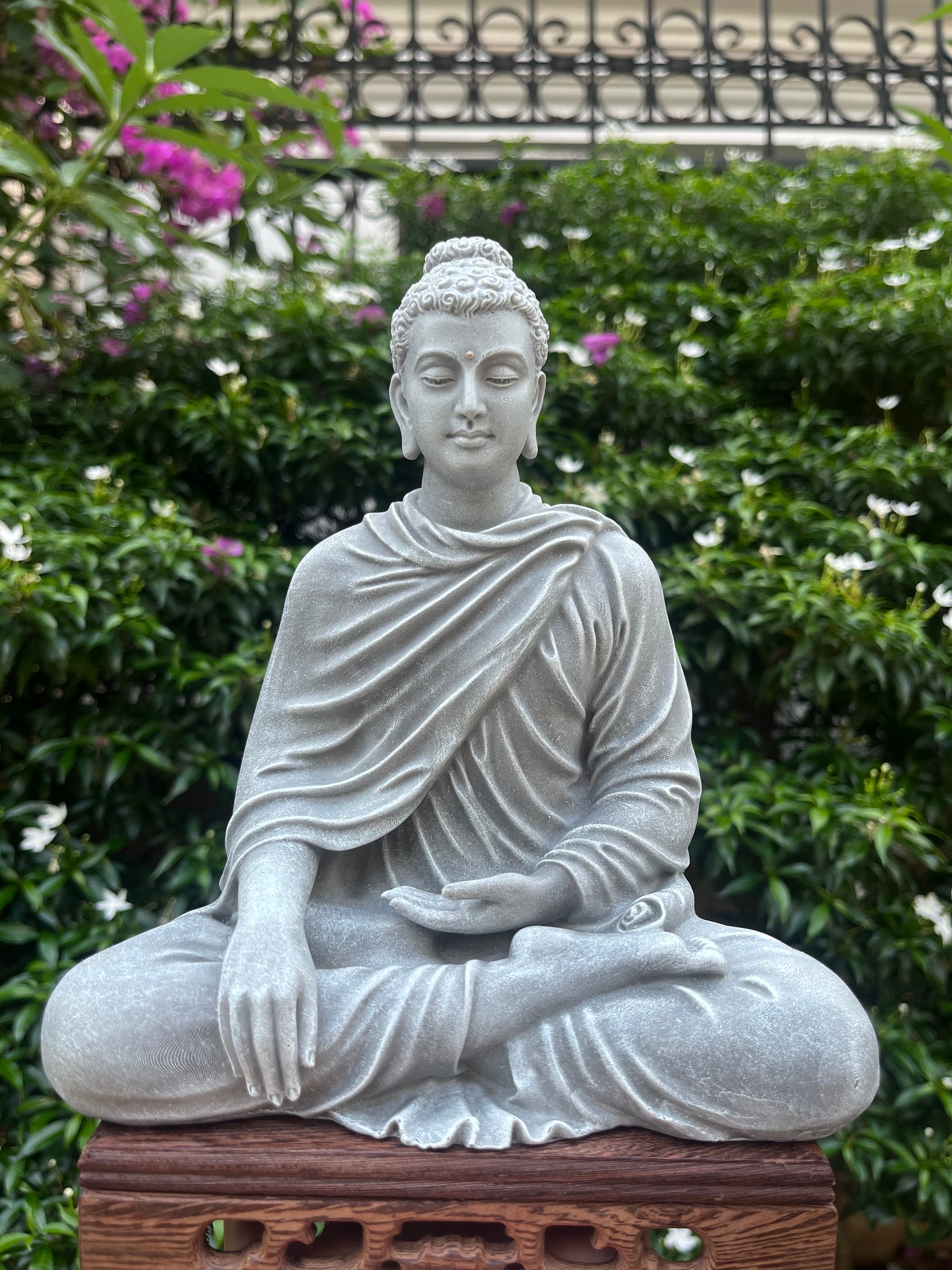 Gray Shakyamuni Buddha in Bhumisparsha Mudra, Gautama Buddha