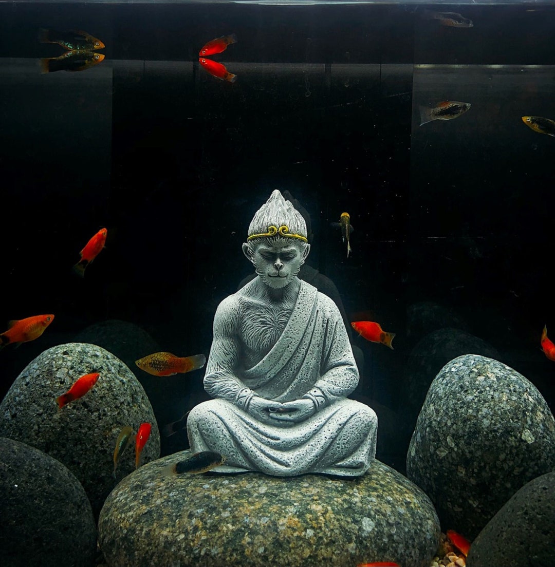 Wukong Meditating, Wukong Statues, Aquarium Decorations Etsy
