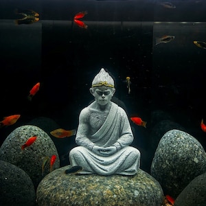 Wukong Meditating, Wukong Statues, Aquarium Decorations