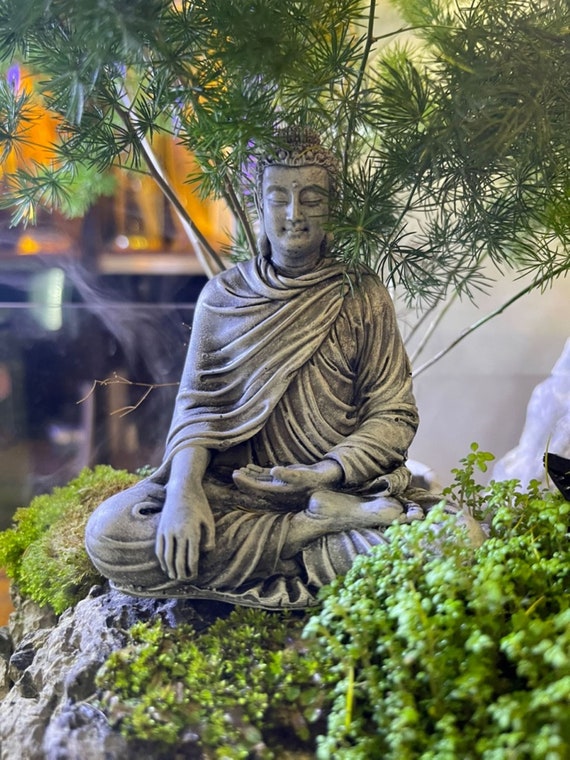 Petite Statue Bouddha En Résine Pour Aquarium Ou Déco D'intérieur - 7,2x4,2x3,5 Cm - Style Zen Et Apaisant