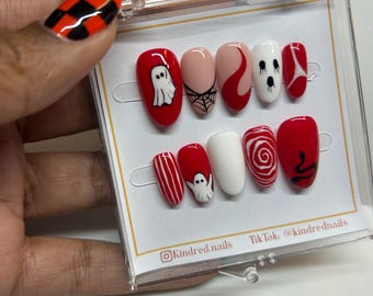Presse-ongles Halloween peint à la main [HP004] - court
