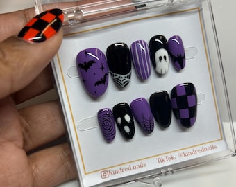 Presse-ongles d'Halloween peint à la main [HP003] - court