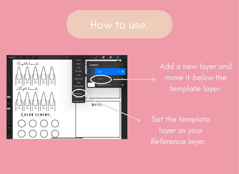 Nail Art Design Template for Procreate Digital Nail Planner Nail