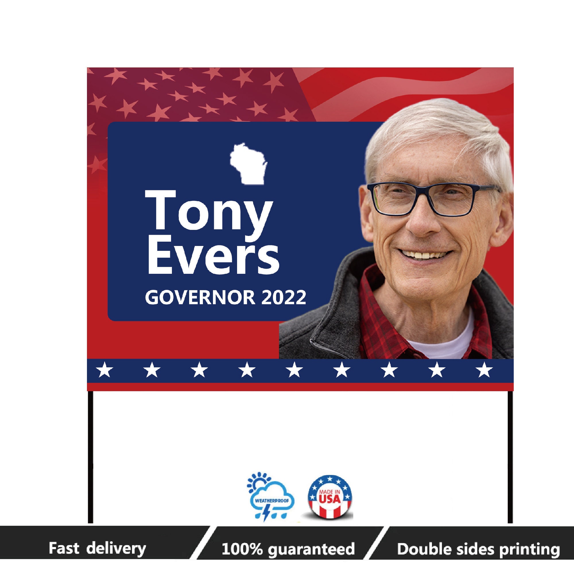 Tony Evers US Wisconsin Governor Yard Sign Customized Poly Bag Sign ...