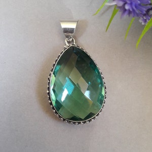 Natural Large Aquamarine Gemstone Pendant 925 Sterling Silver Pendant Handmade Statement Pendant Blue Stone Pendant Wedding Jewelry For Her