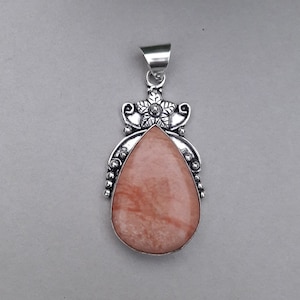 Natural Peach Morganite Gemstone Pendant 925 Sterling Silver Pendant Statement Pendant Unique Design Pendant Morganite Jewelry Gift For Her