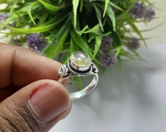 Golden Rutile Quartz Ring 925 Sterling Silver Handmade Promise Ring Engagement Rings Wedding Jewelry Stacking Ring Rutile Jewelry For Women