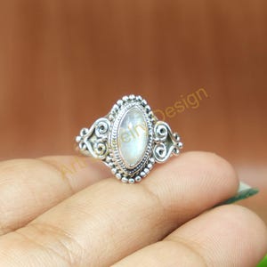 Blue Fire Rainbow Moonstone 925 Sterling Silver Ring Handmade Wedding Ring Engagement Promise Ring For Her Silver Design Ring Gift Jewelry