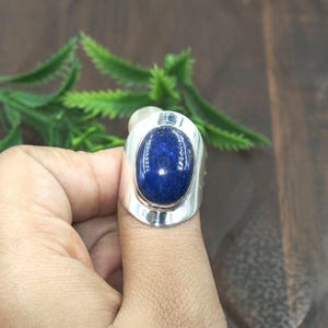 Lapis Lazuli Stone Ring 925 Sterling Silver Ring, Handmade Statement Ring Stacking Ring Blue Stone Ring Lapis Lazuli Gift Jewelry for Sister