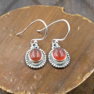 Carnelian Gemstone Earrings Red Stone Earrings 925 Sterling Silver Handmade Earrings Dangle Earrings Carnelian Wedding Gift Jewelry For Her