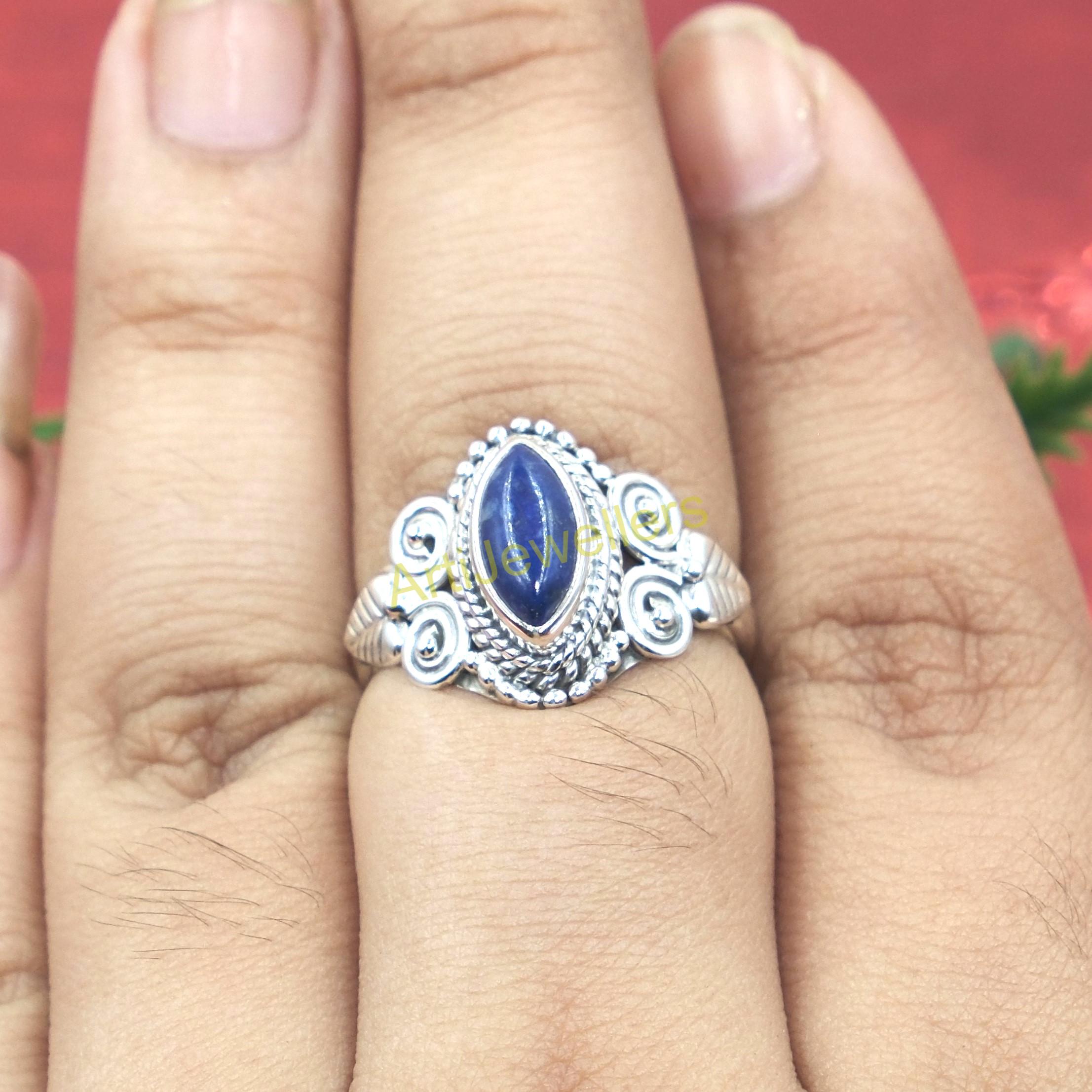 Anillo De Lapislázuli Natural Anillo De Declaración De Plata - España