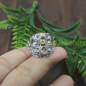 Natural Citrine Cut Stone Ring, 925 Sterling Silver Ring, Yellow Stone Ring, Handmade Unique Design Ring, Citrine Gift Jewelry