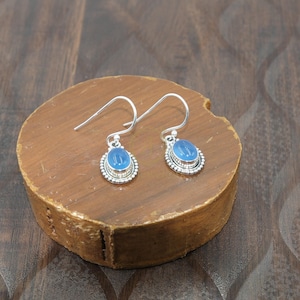 Blue Chalcedony Stone Earrings Pure 925 Sterling Silver Earrings Handmade Design Earrings Dangle Silver Earrings Gift Jewelry for Girlfriend
