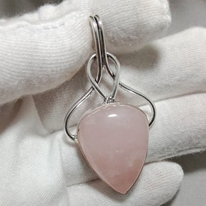 Large Pink Rose Quartz Gemstone Pendant 925 Sterling Silver Design Pendant Handmade Pendant Pink Stone Pendant Quartz Gift Jewelry For Women
