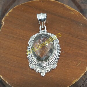 Grüner Amethyst-Schliffstein-Anhänger, 925 Sterlingsilber-Anhänger, Statement-Anhänger, Edelstein-Anhänger, handgemachter Anhänger, Geschenkschmuck für sie