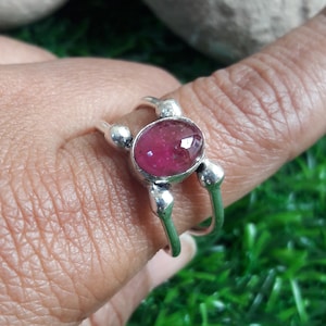 Natural Pink Tourmaline Stone Ring 925 Sterling Silver Handmade Ring Gemstone Ring Promise Ring Engagement Ring Wedding Gift Jewelry for Her