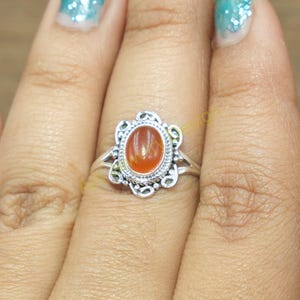 Natural Carnelian Ring Pure 925 Sterling Silver Ring Handmade Ring Promise Ring For Her Red Stone Ring Carnelian Jewelry Gift For Women