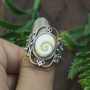 Shiva Eye Shell Stone Ring 925 Sterling Silver Handmade Ring Unique Design Ring Statement Rings Shiva Eye Gift Jewelry For Men And Women