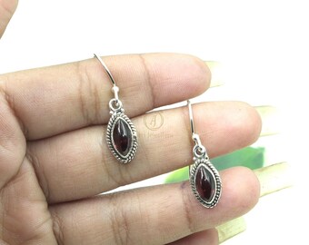 Orecchini con pietra preziosa di granato rosso, orecchini in argento sterling 925, orecchini pendenti, orecchini pendenti con granato, regalo di San Valentino per lei e per le donne