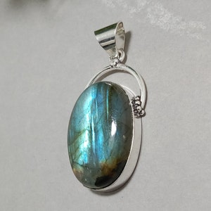Blue Fire Labradorite Pendant Necklace 925 Sterling Silver Handmade Pendant Large Stone Pendant Labradorite Birthday Gift Jewelry For Her