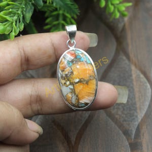 Kingman Oyster Turquoise Pendant Necklace 925 Sterling Silver Pendant Handmade Statement Pendant Turquoise Jewelry Birthday Gift Jewelry