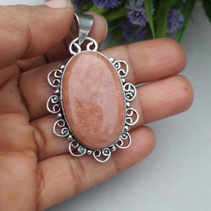 Large Peach Morganite Pendant 925 Sterling Silver Pendant Handmade Design Pendant Gemstone Pendant Statement Pendant Gift Jewelry For Women